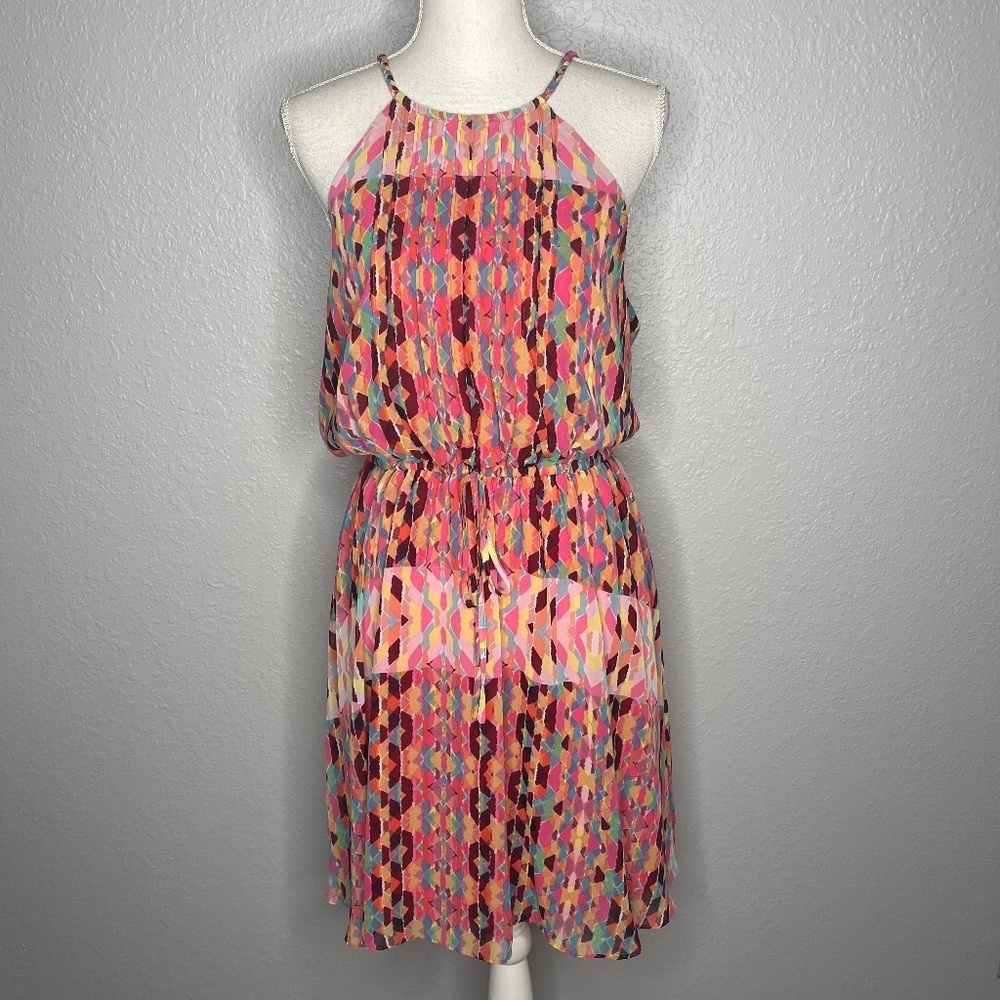 Jessica Simpson‎ colorful dress halter neck